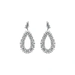 Suzanne Kalan Classic Diamond Midi Tear Drop Earrings in 18K White Gold | Fine Earrings | Coveti