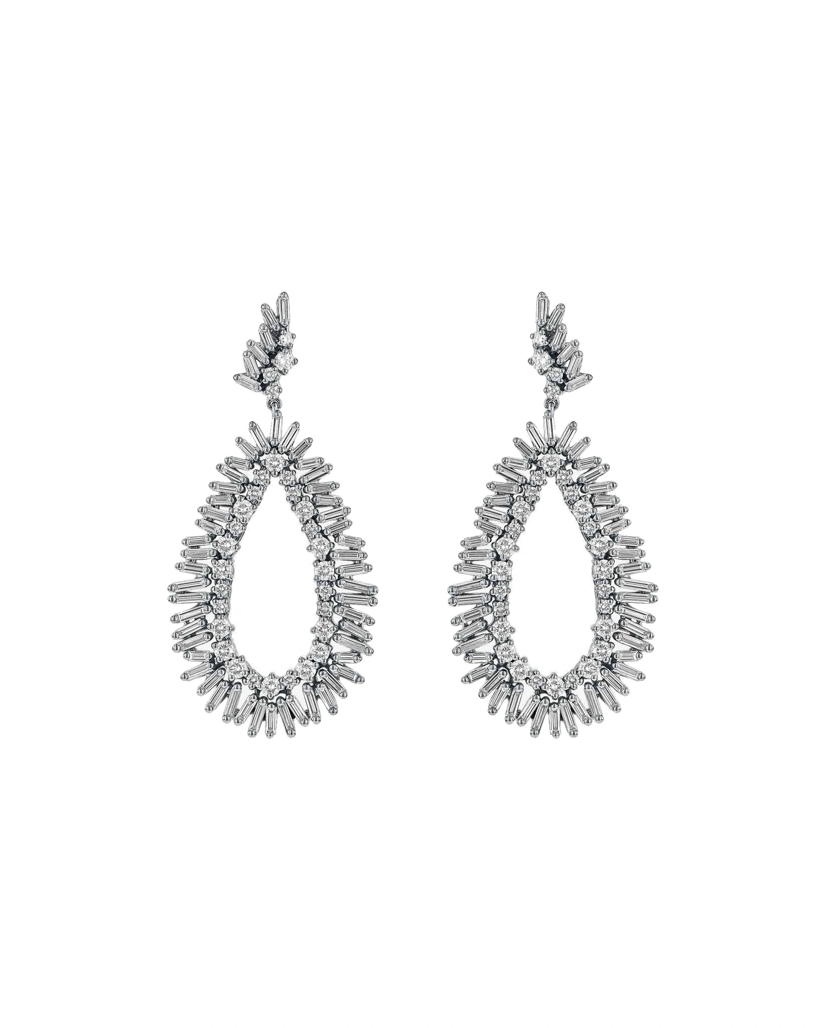 Suzanne Kalan Classic Diamond Midi Tear Drop Earrings in 18K White Gold Suzanne Kalan Classic Diamond Midi Tear Drop Earrings in 18K White Gold | Fine Earrings | Coveti
