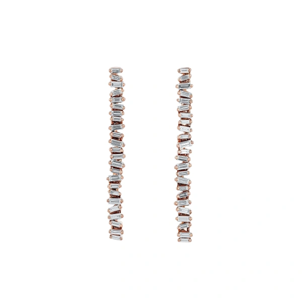 Classic Diamond Midi Tennis Drop Earrings in 18K Rose Gold