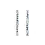 Suzanne Kalan Classic Diamond Midi Tennis Drop Earrings in 18K White Gold | Fine Earrings | Coveti