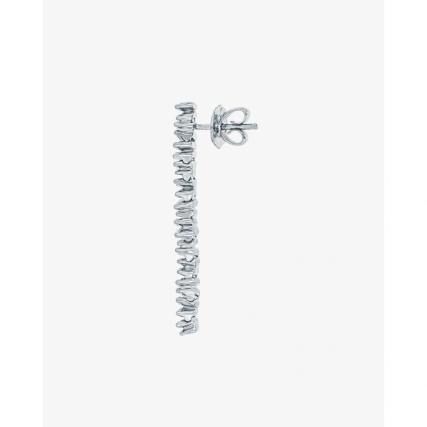 Suzanne Kalan Classic Diamond Midi Tennis Drop Earrings in 18K White Gold | Fine Earrings | Coveti