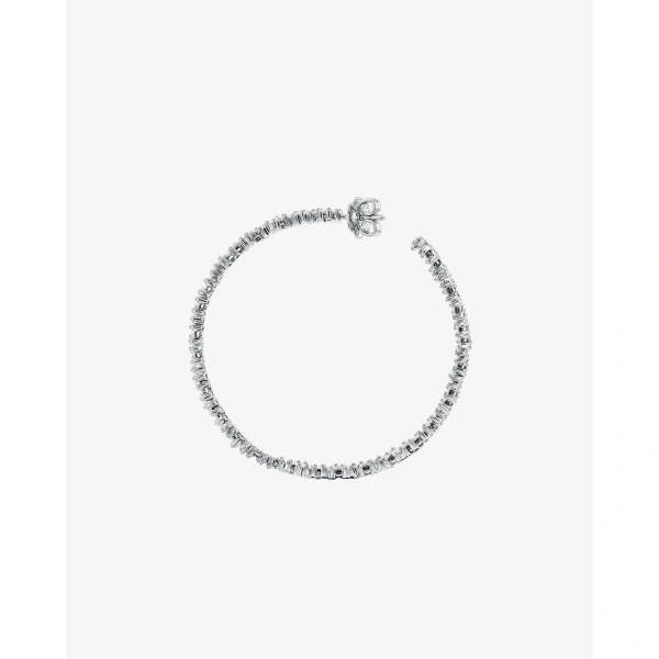 Suzanne Kalan Classic Diamond Milli Hoops in 18K White Gold | Fine Earrings | Coveti