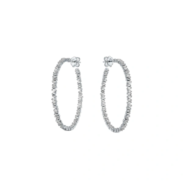 Classic Diamond Milli Hoops in 18K White Gold