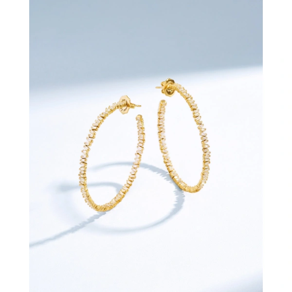 Suzanne Kalan Classic Diamond Milli Hoops in 18K Yellow Gold | Fine Earrings | Coveti