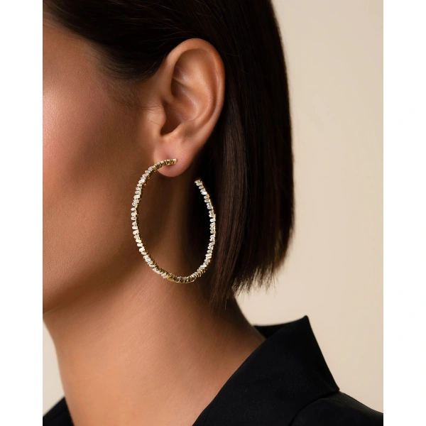 Suzanne Kalan Classic Diamond Milli Hoops in 18K Yellow Gold | Fine Earrings | Coveti