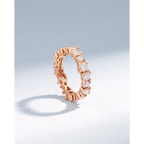 Suzanne Kalan Classic Diamond Milli Round Eternity Band in 18K Rose Gold | Fine Rings | Coveti