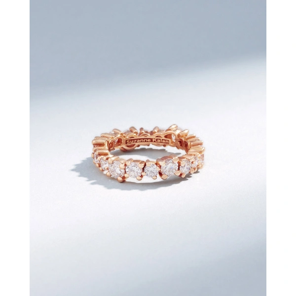 Suzanne Kalan Classic Diamond Milli Round Eternity Band in 18K Rose Gold | Fine Rings | Coveti