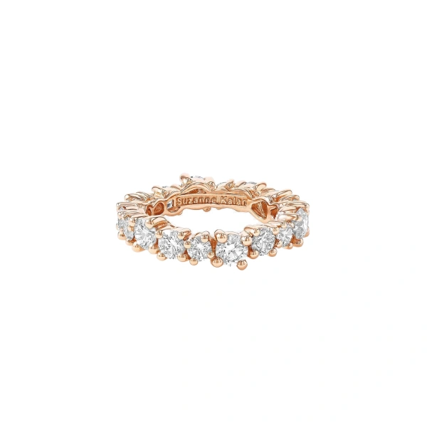 Suzanne Kalan Classic Diamond Milli Round Eternity Band in 18K Rose Gold | Fine Rings | Coveti