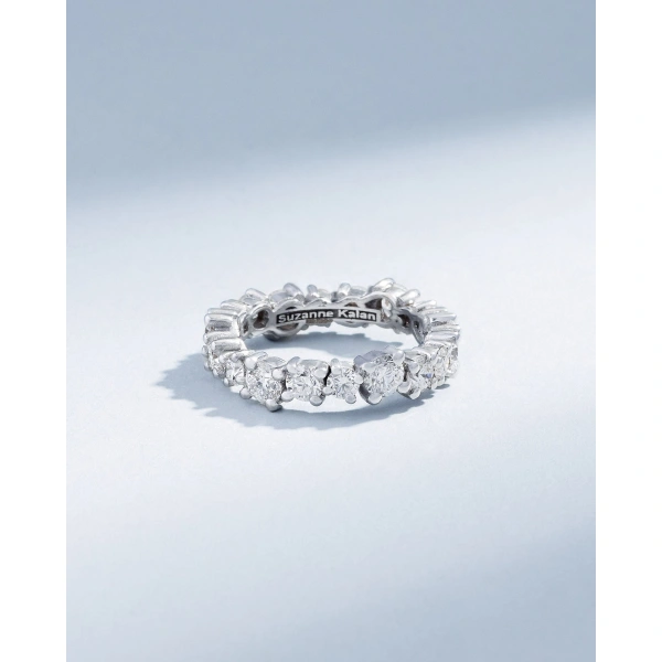 Suzanne Kalan Classic Diamond Milli Round Eternity Band in 18K White Gold | Fine Rings | Coveti
