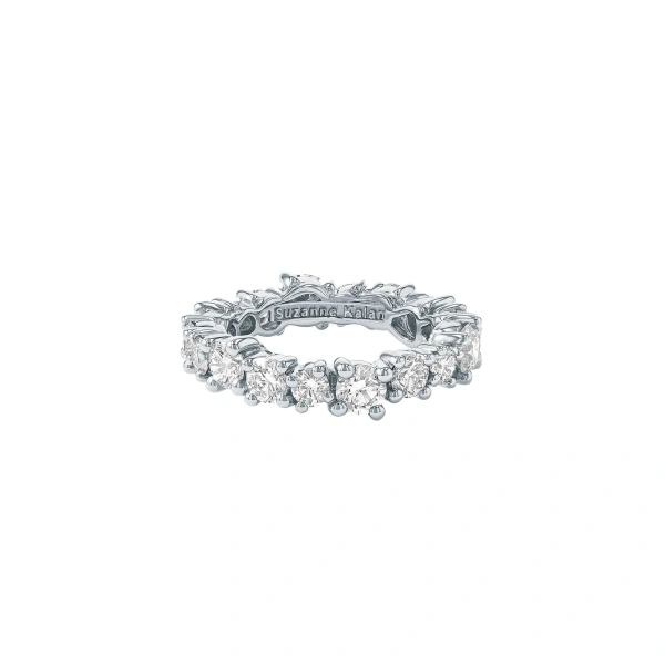 Suzanne Kalan Classic Diamond Milli Round Eternity Band in 18K White Gold | Fine Rings | Coveti