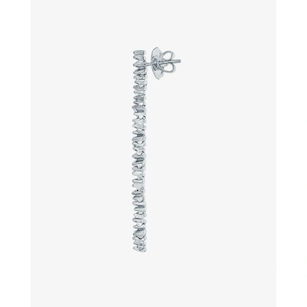 Suzanne Kalan Classic Diamond Milli Tennis Drop Earrings in 18K White Gold | Fine Earrings | Coveti