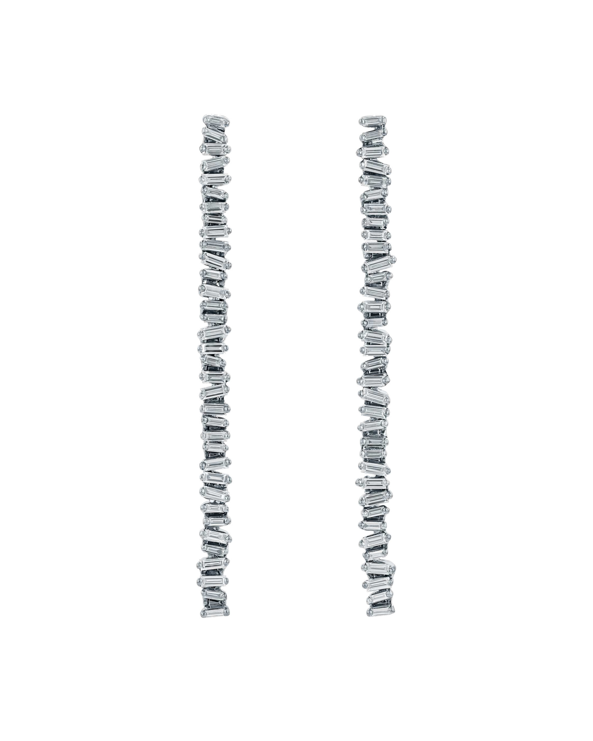 Suzanne Kalan Classic Diamond Milli Tennis Drop Earrings in 18K White Gold Suzanne Kalan Classic Diamond Milli Tennis Drop Earrings in 18K White Gold | Fine Earrings | Coveti