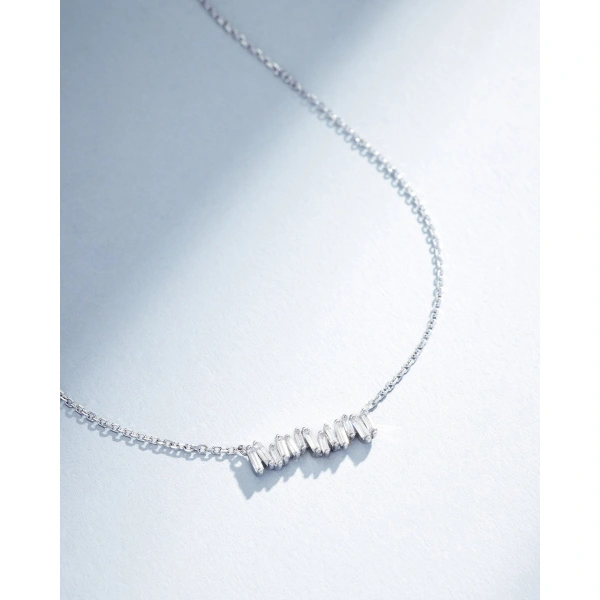 Suzanne Kalan Classic Diamond Mini Bar Pendant in 18K White Gold | Fine Necklaces | Coveti