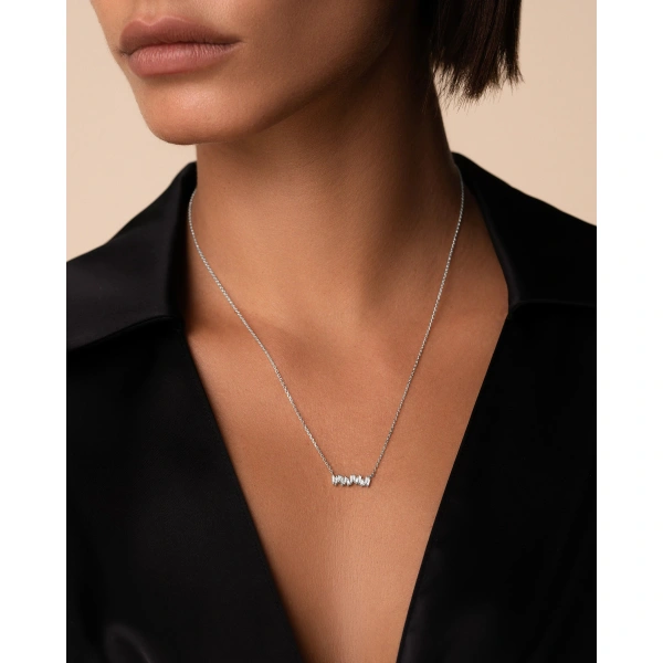 Suzanne Kalan Classic Diamond Mini Bar Pendant in 18K White Gold | Fine Necklaces | Coveti