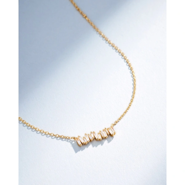 Suzanne Kalan Classic Diamond Mini Bar Pendant in 18K Yellow Gold | Fine Necklaces | Coveti
