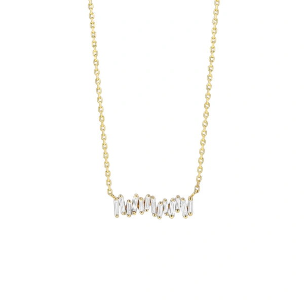 Suzanne Kalan Classic Diamond Mini Bar Pendant in 18K Yellow Gold | Fine Necklaces | Coveti