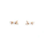 Suzanne Kalan Classic Diamond Mini Bar Studs in 18K Rose Gold | Fine Earrings | Coveti