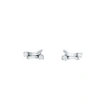 Suzanne Kalan Classic Diamond Mini Bar Studs in 18K White Gold | Fine Earrings | Coveti