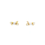 Suzanne Kalan Classic Diamond Mini Bar Studs in 18K Yellow Gold | Fine Earrings | Coveti
