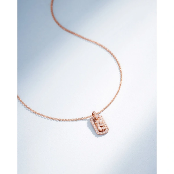 Suzanne Kalan Classic Diamond Mini Dog Tag Pendant in 18K Rose Gold | Fine Necklaces | Coveti