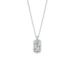 Suzanne Kalan Classic Diamond Mini Dog Tag Pendant in 18K White Gold | Fine Necklaces | Coveti