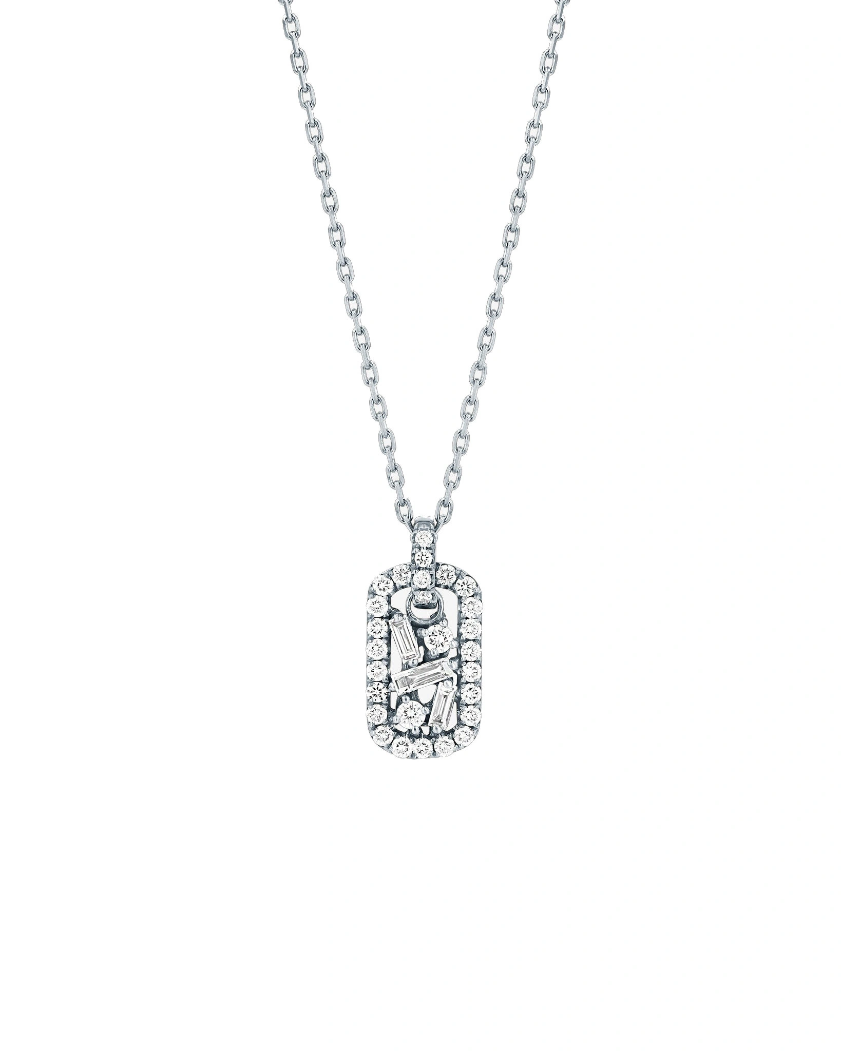 Suzanne Kalan Classic Diamond Mini Dog Tag Pendant in 18K White Gold Suzanne Kalan Classic Diamond Mini Dog Tag Pendant in 18K White Gold | Fine Necklaces | Coveti