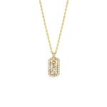 Suzanne Kalan Classic Diamond Mini Dog Tag Pendant in 18K Yellow Gold | Fine Necklaces | Coveti
