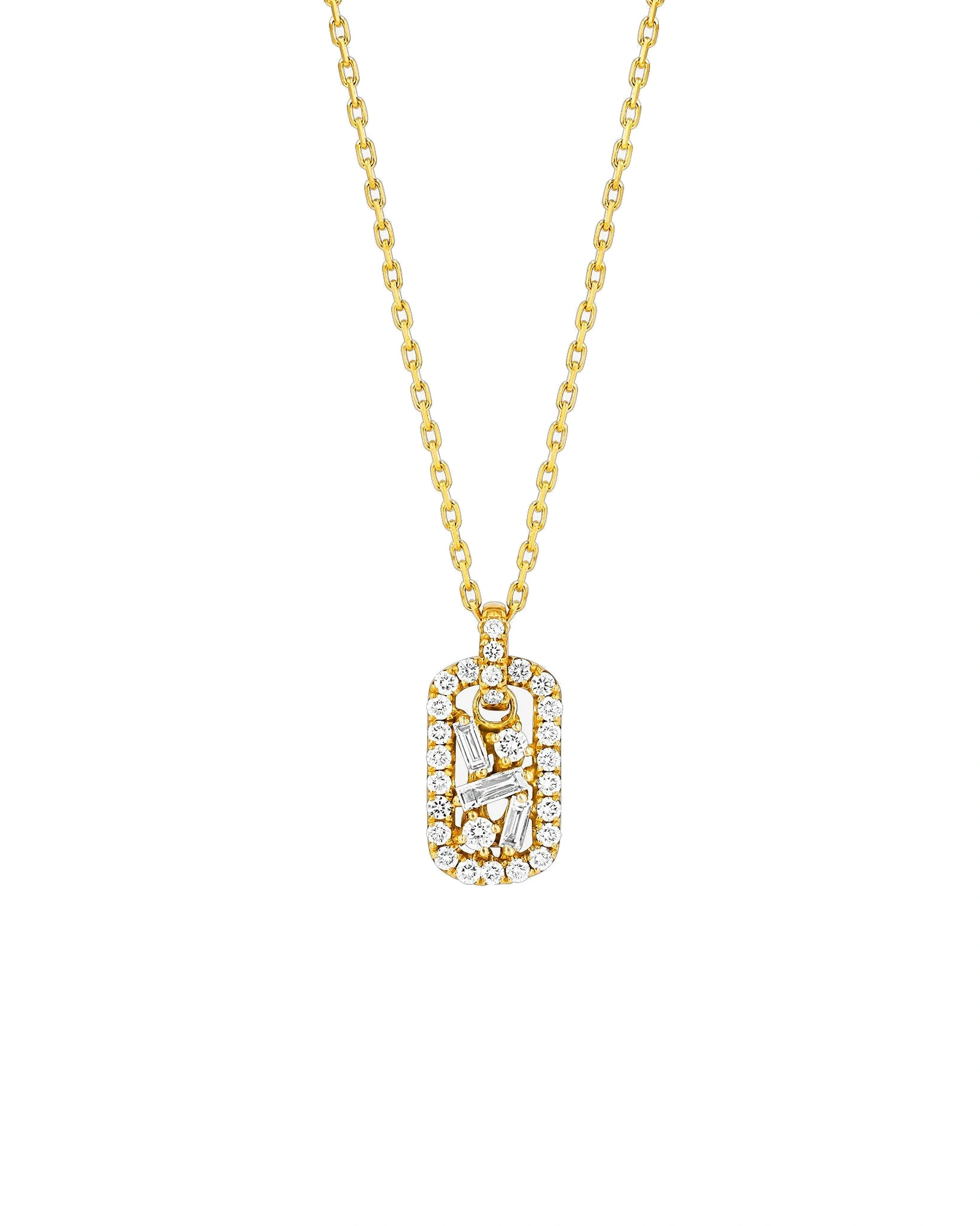 Suzanne Kalan Classic Diamond Mini Dog Tag Pendant in 18K Yellow Gold Suzanne Kalan Classic Diamond Mini Dog Tag Pendant in 18K Yellow Gold | Fine Necklaces | Coveti