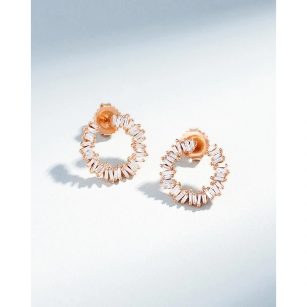 Suzanne Kalan Classic Diamond Mini Sideways Hoops in 18K Rose Gold | Fine Earrings | Coveti