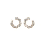 Suzanne Kalan Classic Diamond Mini Sideways Hoops in 18K Rose Gold | Fine Earrings | Coveti