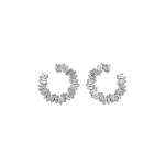 Suzanne Kalan Classic Diamond Mini Sideways Hoops in 18K White Gold | Fine Earrings | Coveti