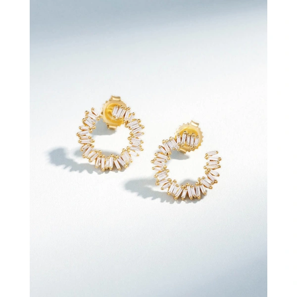 Suzanne Kalan Classic Diamond Mini Sideways Hoops in 18K Yellow Gold | Fine Earrings | Coveti