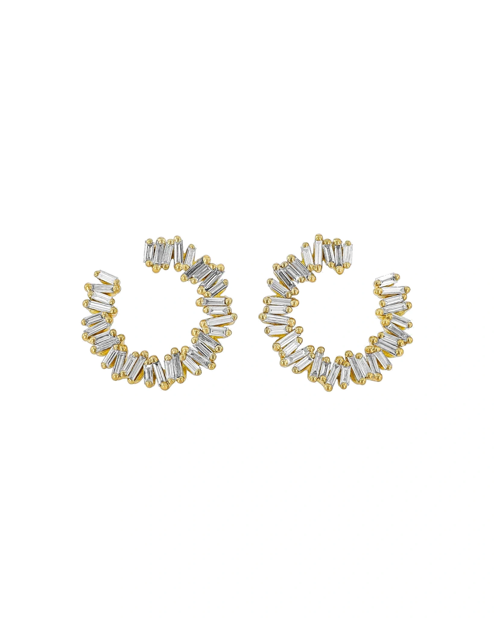 Suzanne Kalan Classic Diamond Mini Sideways Hoops in 18K Yellow Gold Suzanne Kalan Classic Diamond Mini Sideways Hoops in 18K Yellow Gold | Fine Earrings | Coveti