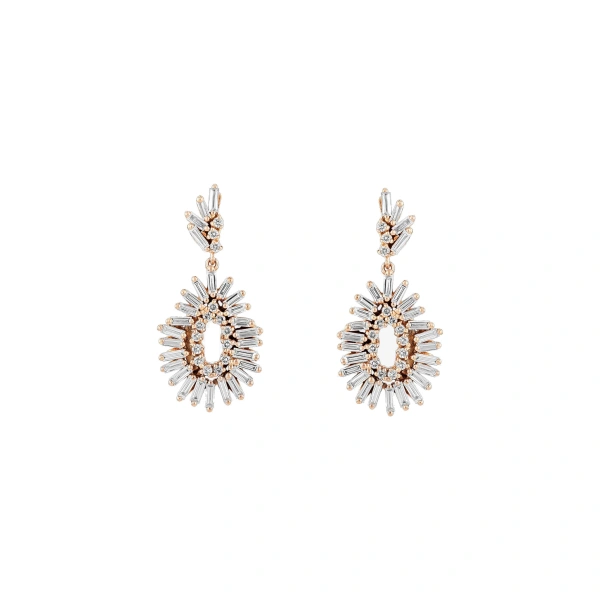 Classic Diamond Mini Tear Drop Earrings in 18K Rose Gold