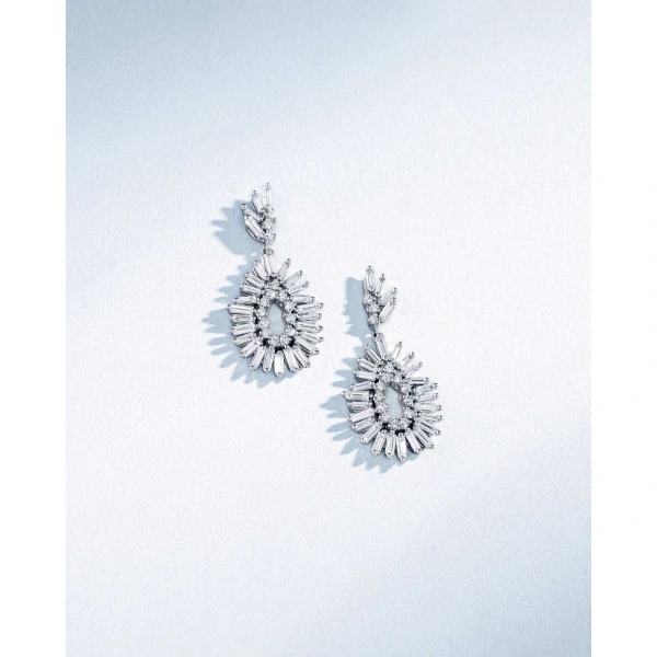 Suzanne Kalan Classic Diamond Mini Tear Drop Earrings in 18K White Gold | Fine Earrings | Coveti