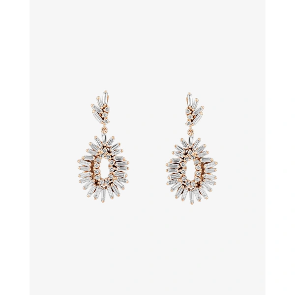 Suzanne Kalan Classic Diamond Mini Tear Drop Earrings in 18K Yellow Gold | Fine Earrings | Coveti