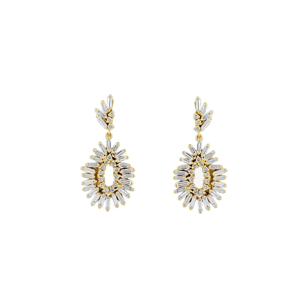Suzanne Kalan Classic Diamond Mini Tear Drop Earrings in 18K Yellow Gold | Fine Earrings | Coveti