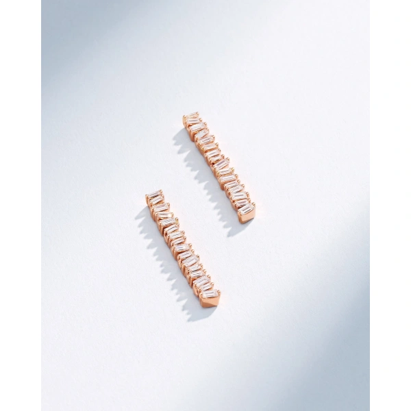 Suzanne Kalan Classic Diamond Mini Tennis Drop Earrings in 18K Rose Gold | Fine Earrings | Coveti