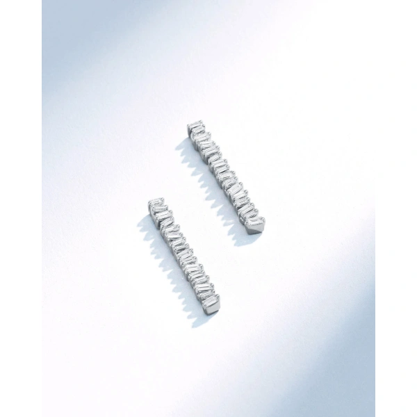 Suzanne Kalan Classic Diamond Mini Tennis Drop Earrings in 18K White Gold | Fine Earrings | Coveti