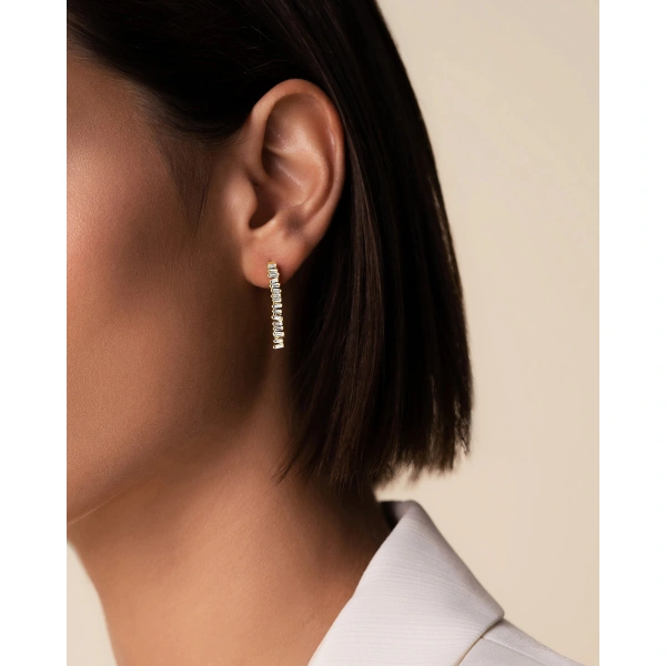 Suzanne Kalan Classic Diamond Mini Tennis Drop Earrings in 18K Yellow Gold | Fine Earrings | Coveti
