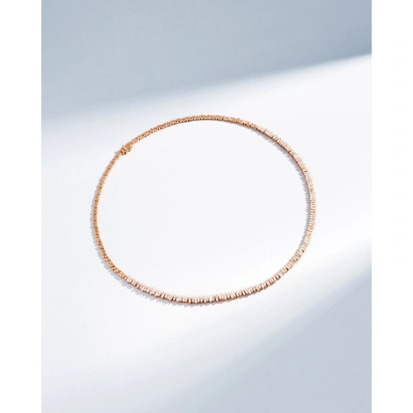 Suzanne Kalan Classic Diamond Mini Tennis Necklace in 18K Rose Gold | Fine Necklaces | Coveti