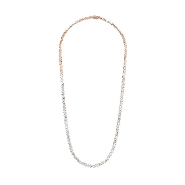 Suzanne Kalan Classic Diamond Mini Tennis Necklace in 18K Rose Gold | Fine Necklaces | Coveti