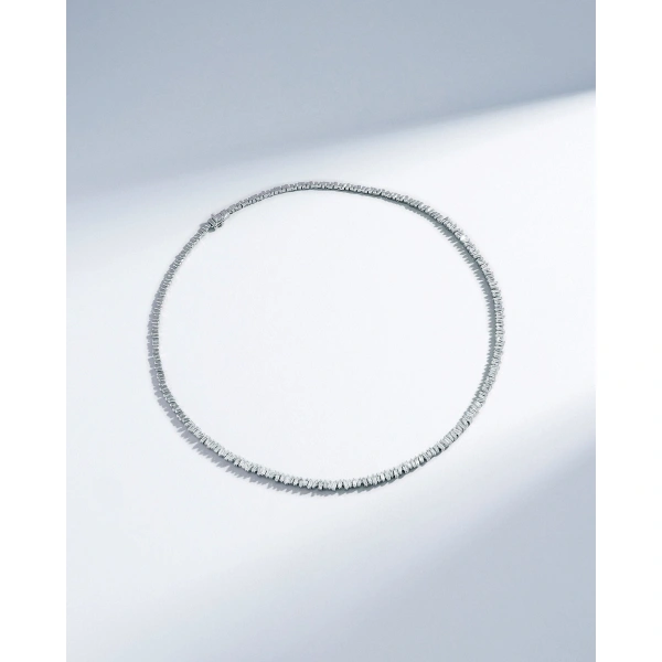 Suzanne Kalan Classic Diamond Mini Tennis Necklace in 18K White Gold | Fine Necklaces | Coveti