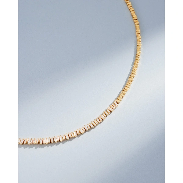 Suzanne Kalan Classic Diamond Mini Tennis Necklace in 18K Yellow Gold | Fine Necklaces | Coveti