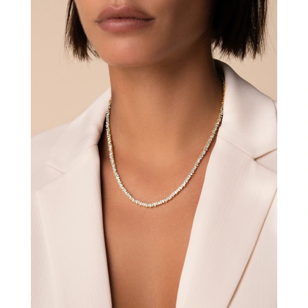 Suzanne Kalan Classic Diamond Mini Tennis Necklace in 18K Yellow Gold | Fine Necklaces | Coveti