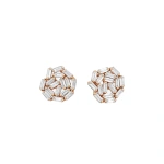 Suzanne Kalan Classic Diamond Round Baguette Studs in 18K Rose Gold | Fine Earrings | Coveti