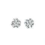 Suzanne Kalan Classic Diamond Round Baguette Studs in 18K White Gold | Fine Earrings | Coveti