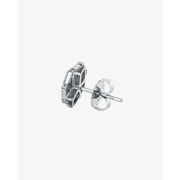 Suzanne Kalan Classic Diamond Round Baguette Studs in 18K White Gold | Fine Earrings | Coveti