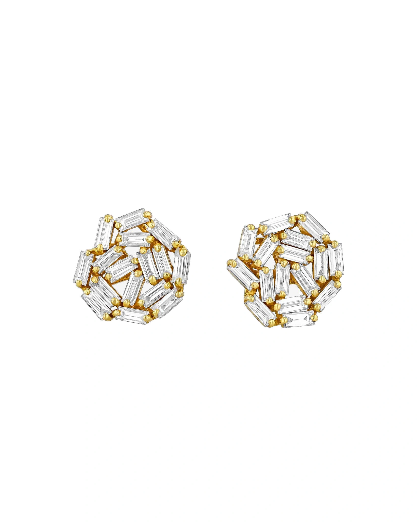 Suzanne Kalan Classic Diamond Round Baguette Studs in 18K Yellow Gold Suzanne Kalan Classic Diamond Round Baguette Studs in 18K Yellow Gold | Fine Earrings | Coveti
