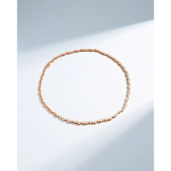 Suzanne Kalan Classic Diamond Round Tennis Necklace in 18K Rose Gold | Fine Necklaces | Coveti